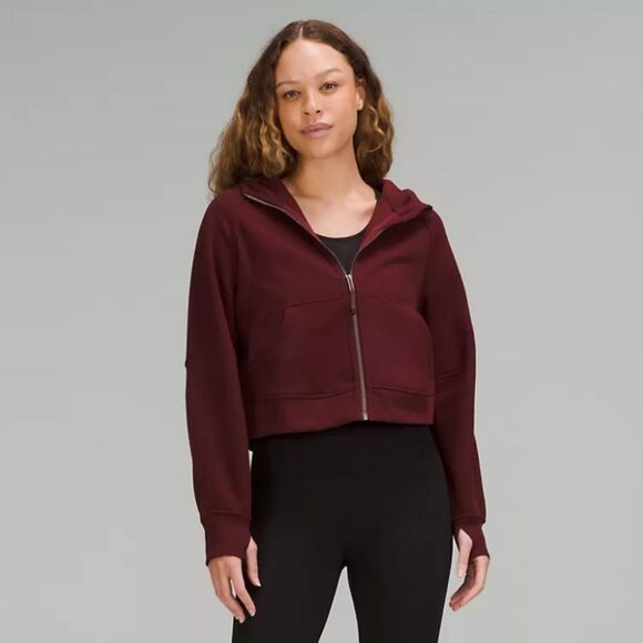 Lululemon Scuba Oversized Full Zip Hoodie Jacket Crop Red Merlot XS/S - Picture 1 of 7